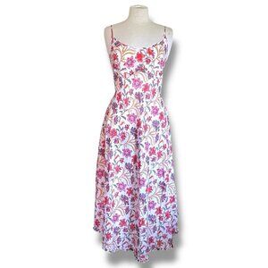 Aurobelle Ibiza Womens Dress Large XL Boho Floral Cotton Maxi Festival Sundress